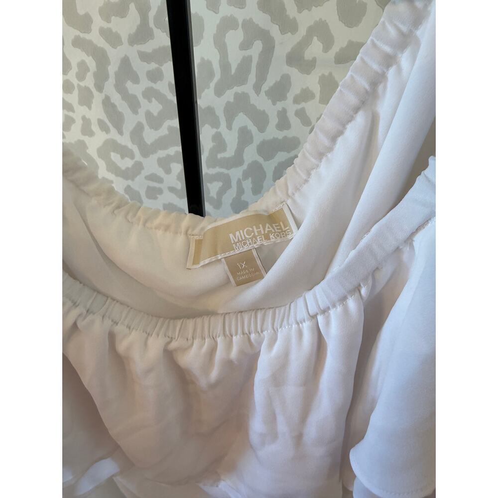 Michael Kors Women's White Ruffled Off-the-shoulder Blouse Top Plus Size 1X - Picture 5 of 6